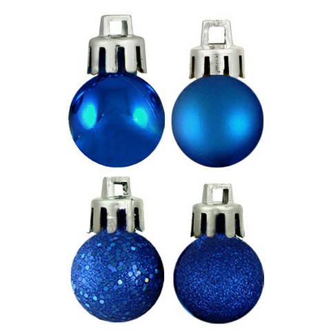 18 Count Shatterproof Lavish Blue 4 Finish Christmas Ball Ornaments, 1.25 In.