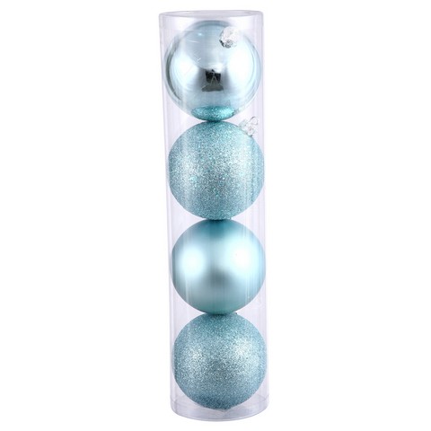 24 Count Baby Blue 4 Finish Shatterproof Christmas Ball Ornaments, 2.5 In.