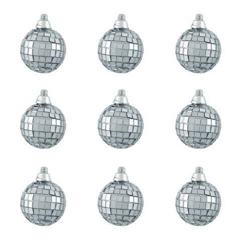 12 Count Silver Splendor Mirrored Glass Disco Ball Christmas Ornaments, 1.25 In.