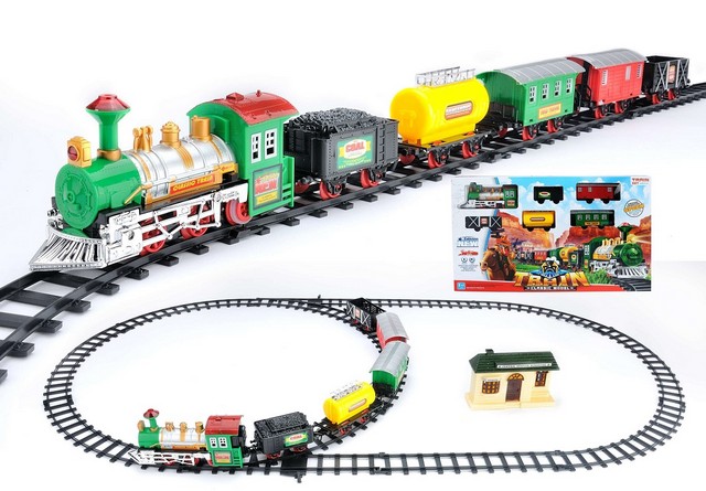 Battery Operated Lighted & Animated Classic Model Train Set With Sound, 18 Piece