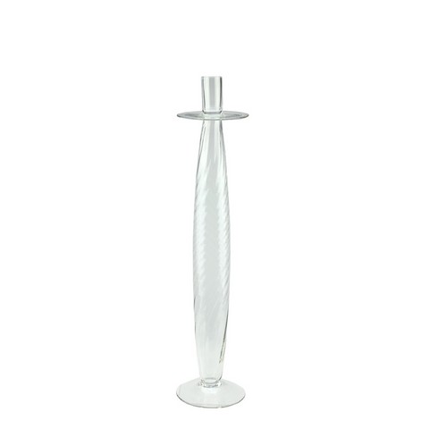 20 In. Transparent Swirled Glass Taper Candle Holder