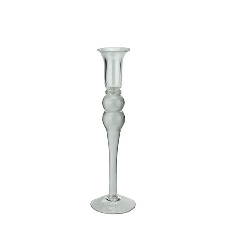 16.25 In. Transparent Glass Taper Candle Holder