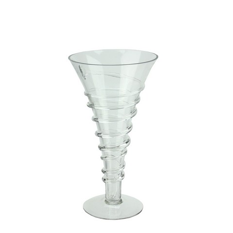 11.75 In. Transparent Glass Trumpet Vase With Decorative Spiral Accent