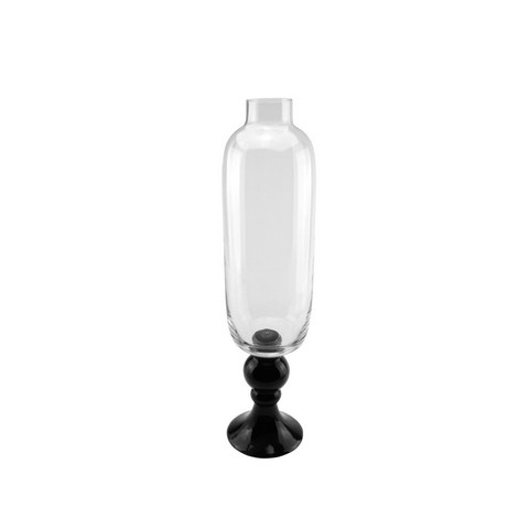 23.5 In. Transparent & Jet Black Glass Pedestal Style Flower Vase