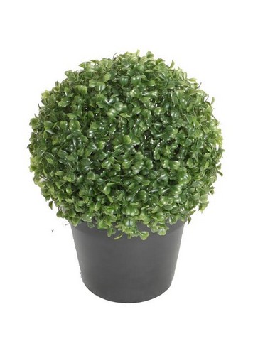 10.5 In. Potted Artificial Two Tone Green Boxwood Spring Garden Decoration