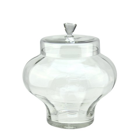 14.5 In. Transparent Segmented Glass Container With Lid