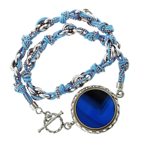 Glamfit Jewelry Ariel Sterling Multi-woven Double Wrap Fitness Tracking Bracelet, Silver & Blue