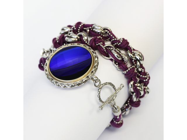 Glamfit Jewelry Viola Sterling Multi-woven Triple Wrap Fitness Tracking Bracelet, Silver & Violet