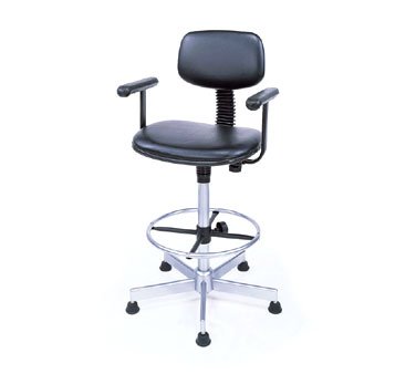 Scf17bk 17-21 Adjustable Height Swivel Chair With Fixed T-arms, Black