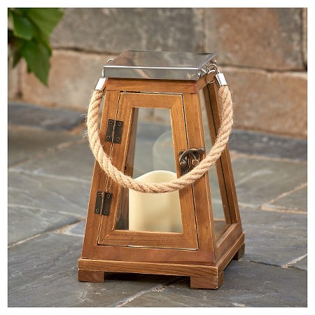 84081-lc Newport 9 In. Led Candle Lantern, Natural Wood