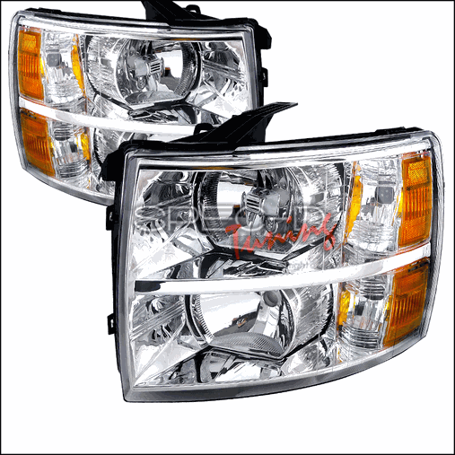 Crystal Housing Headlights For 07 To 12 Chevrolet Silverado, Chrome - 20 X 17 X 19 In.