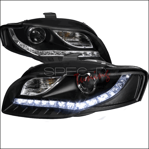 R8 Style Projector Headlight For 06 To 08 Audi A4, Black - 10 X 21 X 27 In.
