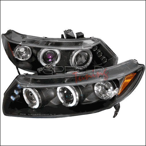 Halo Led Projector Headlights For 06 To 11 Honda Civic, Black - 10 X 25 X 26 In.
