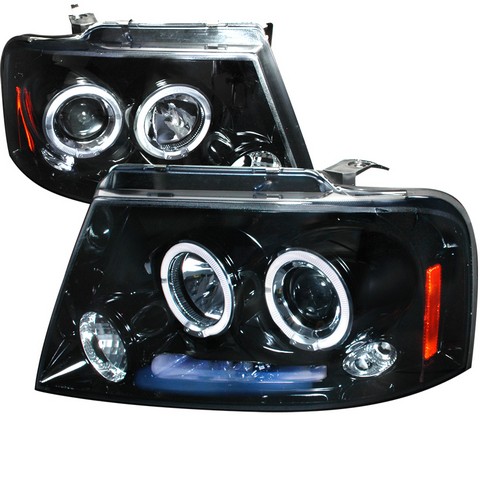 2lhp-f15004g-tm Halo Smoke Gloss Projector Headlight For 04 To 08 Ford F150, Black - 12 X 23 X 28 In.