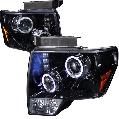 Halo Smoke Gloss Projector Headlight For 09 To 11 Ford F150, Black - 11 X 21 X 35 In.