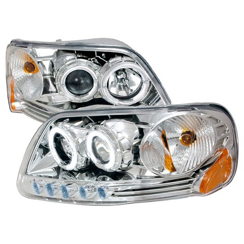 Halo Projector Headlights For 97 To 03 Ford F150, 11 X 17 X 22 In. - Chrome