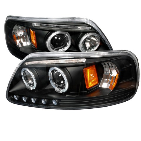 Halo Led Projector Headlights For 97 To 02 Ford Expedition, Black - 9 X 20 X 22 In.