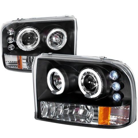 Halo Led Projector Headlights For 99 To 04 Ford F250, Black - 10 X 21 X 27 In.