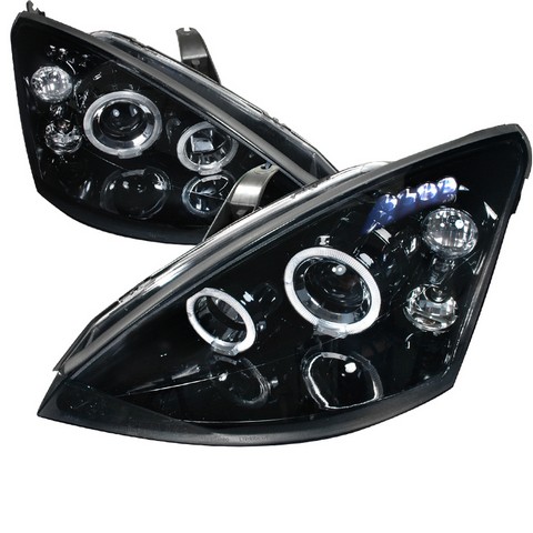 Halo Smoke Gloss Projector Headlight For 00 To 04 Ford Focus, Black - 10 X 25 X 25 In.