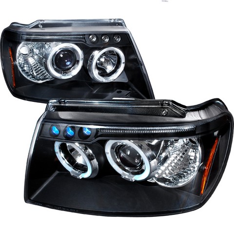 Halo Led Projector Headlights For 99 To 04 Jeep Grand Cherokee, Black - 10 X 19 X 22 In.