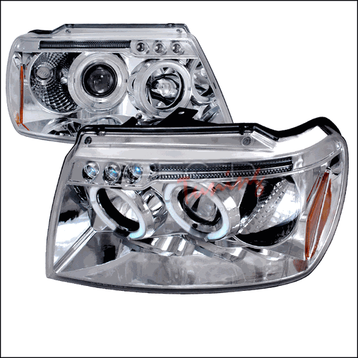 2lhp-gkee99-tm Halo Led Projector Headlights For 99 To 04 Jeep Grand Cherokee, Chrome - 10 X 19 X 22 In.