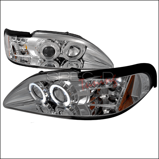 2lhp-mst94-tm Halo Led Projector Headlights For 94 To 98 Ford Mustang, Chrome - 10 X 20 X 25 In.