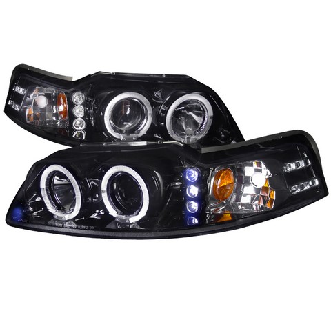 Smoke Gloss Black Housing Projector Headlights For 99 To 04 Ford Mustang, 10 X 21 X 26 In.