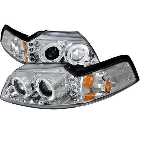2lhp-mst99-tm Halo Led Projector Headlight For 99 To 04 Ford Mustang, Chrome - 10 X 21 X 26 In.