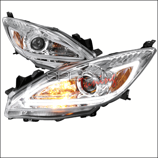 2lhp-mz310-tm Projector Headlight Chrome Housing With Led For 10 To 13 Mazda 3, 12 X 24 X 33 In.