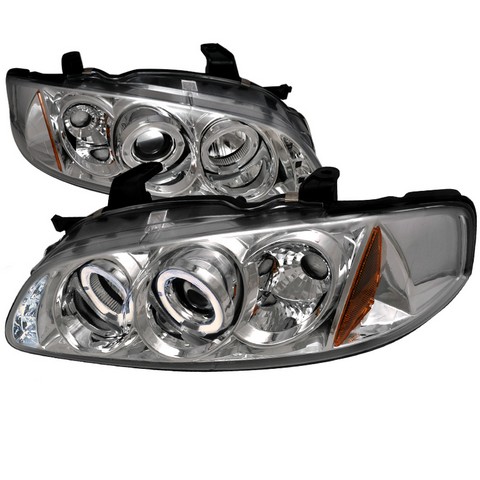 2lhp-sen00-tm Halo Led Projector Headlights For 00 To 03 Nissan Sentra, Chrome - 11 X 20 X 25 In.
