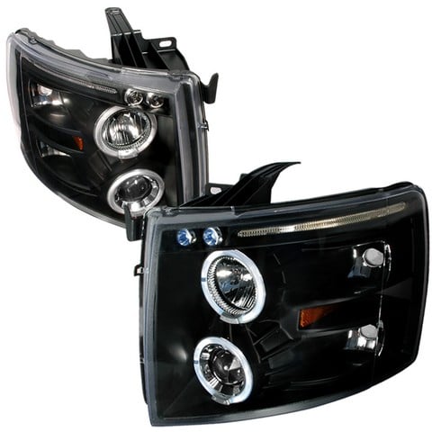 Halo Led Projector Headlights For 07 To 10 Chevrolet Silverado, Black - 16 X 18 X 22 In.