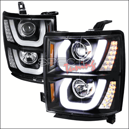 2lhp-siv14jm-tm Black Projector Headlights With Led For 14 To 16 Chevrolet Silverado, 20 X 21 X 25 In.