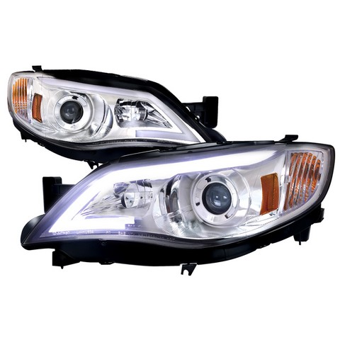 2lhp-wrx08-tm Chrome Housing Projector Headlights With Led Day Time Running Light Strip For 08 To 13 Subaru Impreza, 11 X 24 X 25 In.