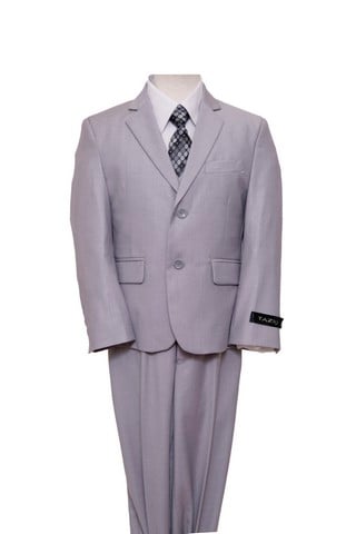 Tazio Solid 2 Button Vested Notch Lapel Boys Suits, Light Grey - 3