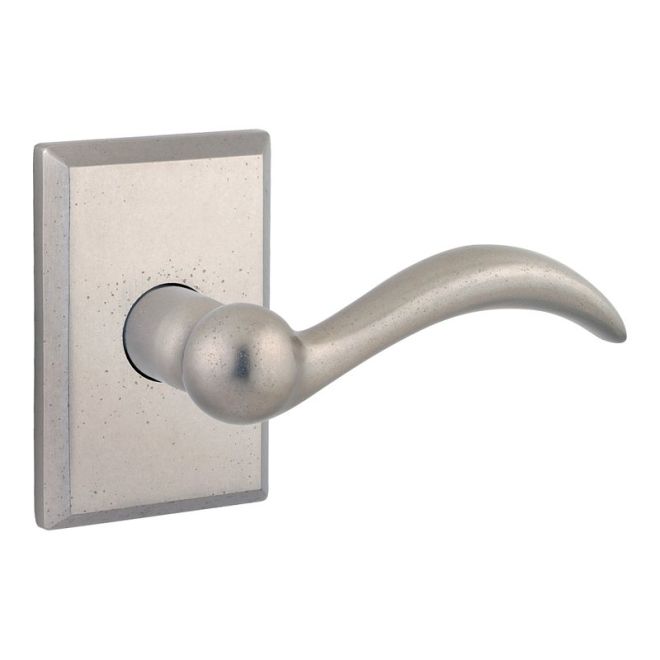 Entry Right Hand Arch Lever & Rustic Square Rose, White Bronze