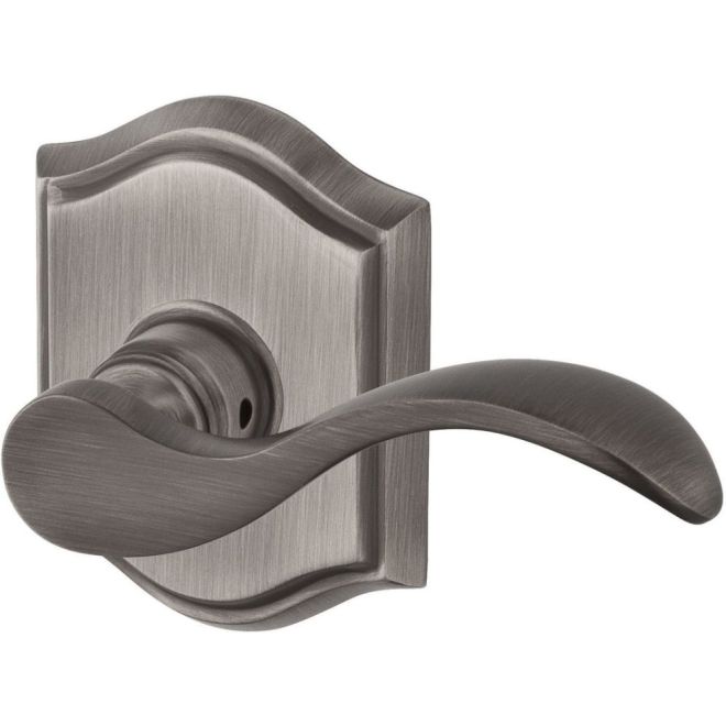 Entry Left Hand Curved Lever & Traditional Arch Rose, Matte Antique Nickel