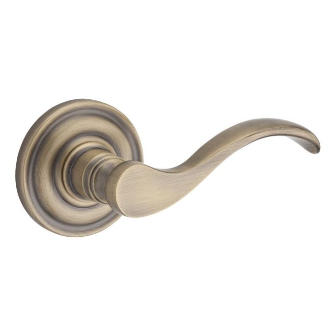 Entry Right Hand Curved Lever & Traditional Round Rose, Matte Brass & Black