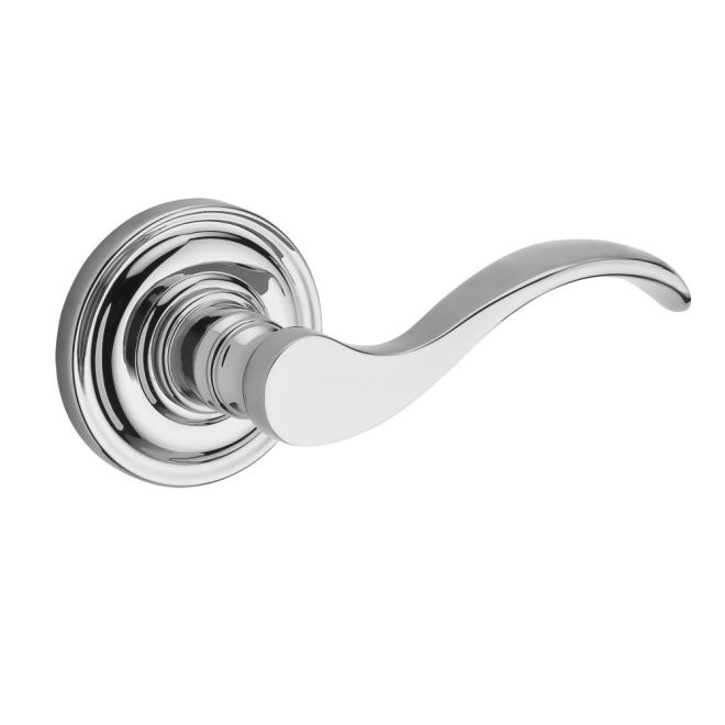 Entry Right Hand Curved Lever & Traditional Round Rose, Bright Chrome
