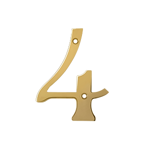 Rn4-4 4 In. House Numbers, Lifetime Brass - Solid Brass