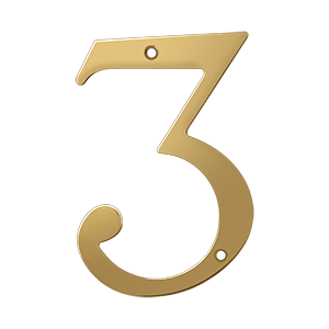 Rn6-3 6 In. House Numbers, Lifetime Brass - Solid Brass