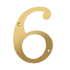 Rn6-6 6 In. House Numbers, Lifetime Brass - Solid Brass