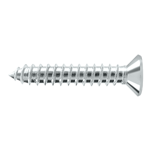 1.25 In. Wood Screw No. 12, Bright Chrome - Solid Brass