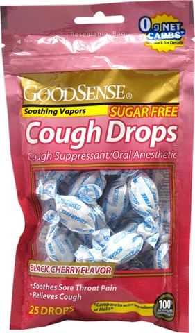 Good Sense Black Cherry Sugar Free Cough Drops, 25 Count - Case Of 24