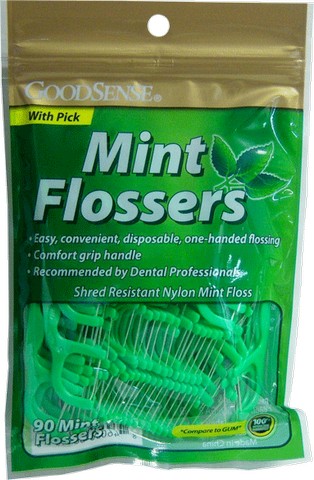 Good Sense Mint Dental Flossers With Pick, 90 Count - Case Of 36