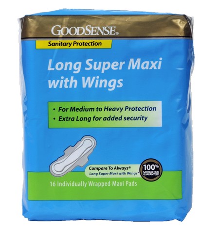 Good Sense Maxium Long Super Pads With Wings, 16 Count - Case Of 12