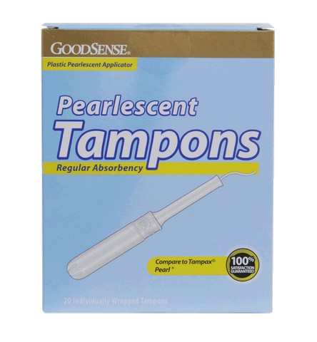 Good Sense Regular Plastic Pearlescent Unscented Tampons, 20 Count - Case Of 12