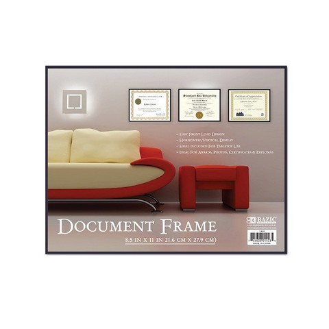 Bazic 1403 8.5" X 11" Front Loading Document Frame W/ Glass Cover Case Of 24
