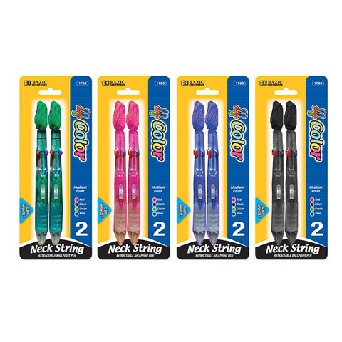 UPC 764608017630 product image for Bazic 1763 4-Color Neck Pen w/ Cushion Grip (2/Pack) Pack of 24 | upcitemdb.com