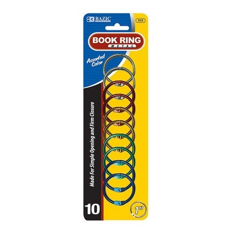 Bazic 212 1" Assorted Color Metal Book Rings (10/pack) Case Of 24