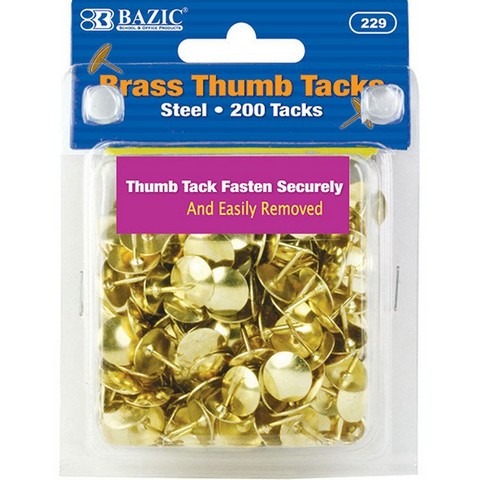 Bazic 229 Brass (gold) Thumb Tack (200/pack) Pack Of 24